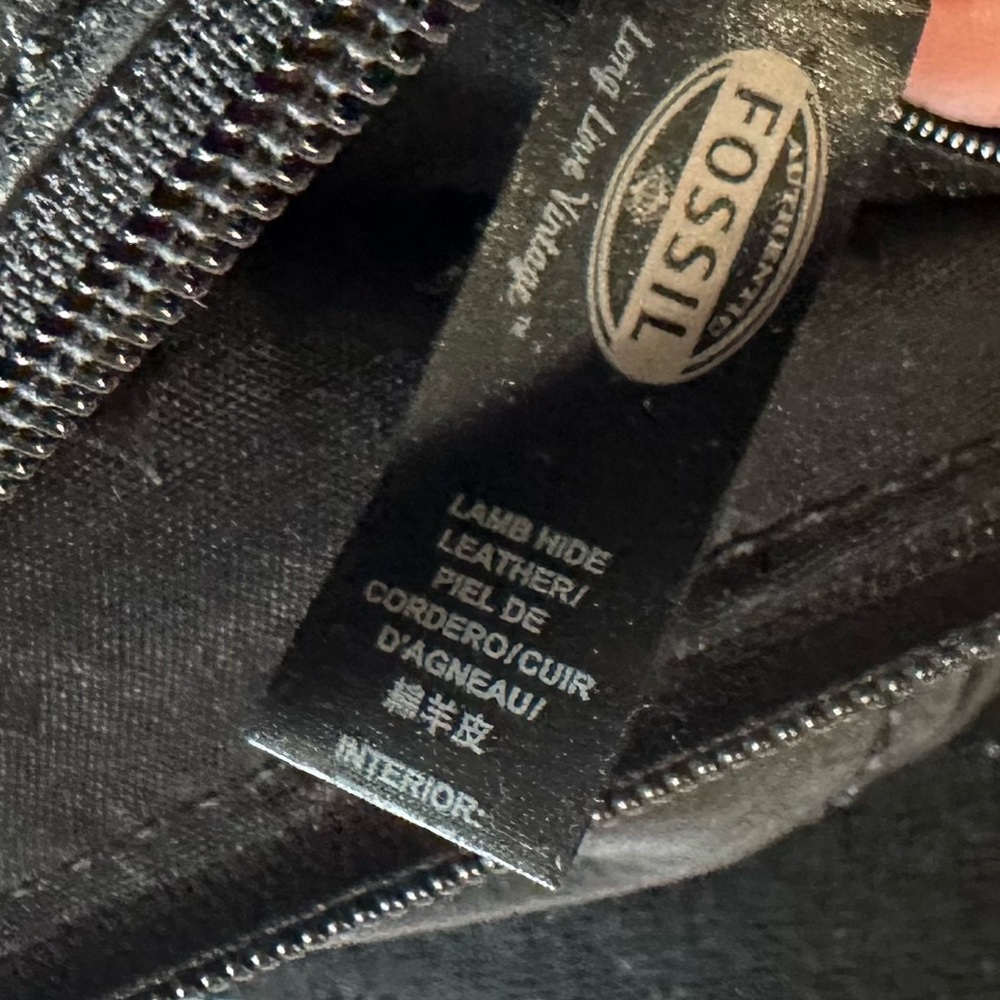 Fossil • Black Lamb Leather Stanton Crossbody Multi-Pocket Adjustable Versatile - Picture 12 of 16